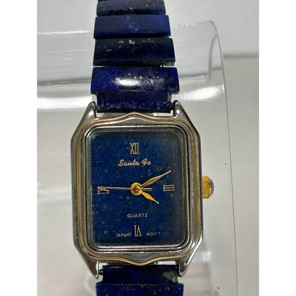 Vintage Santa Fe lapis lazuli blue rectangular women's watch, working